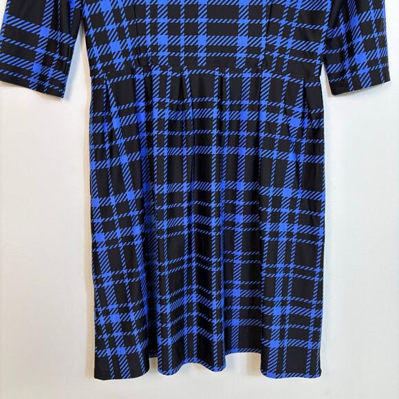 Jude Connally Plaid A Line Dress Size small Blue Black UPF 50+ Beach Resort - Picture 4 of 10